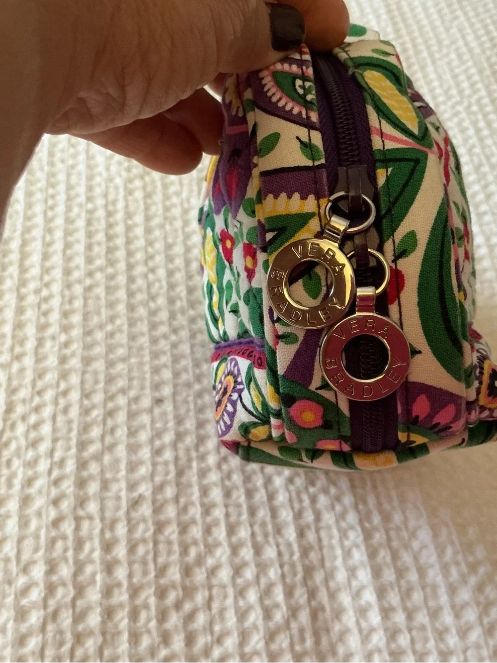 Vera Bradley Quilted Floral Cosmetic Pouch in Purple, Pink, Green & Yellow